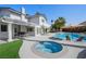 Relaxing backyard featuring a hot tub, a pool, a patio area, and outdoor seating perfect for gatherings at 1912 Calanda Ct, Las Vegas, NV 89102