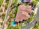 Overhead view showcases the property's tile roof, pool area, and mature landscaping at 2994 San Lorenzo Ct, Henderson, NV 89052