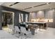 A modern dining room with a long table, sleek chairs, and a temperature controlled wine storage at 751 Wexler Ct, Las Vegas, NV 89107