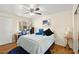 Bright bedroom with a desk, ceiling fan and a window view at 7950 W Flamingo Rd # 2142, Las Vegas, NV 89147