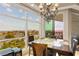 Charming dining area featuring a decorative chandelier, expansive windows and amazing views of the Las Vegas cityscape at 9101 Alta Dr # 307, Las Vegas, NV 89145