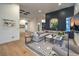 Living room with a dark accent wall, comfortable seating, and contemporary design at 1900 Vero Dr, Las Vegas, NV 89134