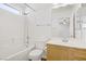 Bathroom featuring a shower-tub combo, toilet, and vanity at 5948 Sakhalin Ave, Las Vegas, NV 89139