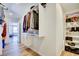Large closet with modern organizers, custom drawers, wooden floors and plenty of storage at 6710 Redwood Cir, Las Vegas, NV 89103