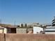 View from a backyard shows the city skyline in the distance at 78 Siddall Ave, Las Vegas, NV 89183