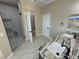 Luxurious bathroom featuring double vanity, sleek countertops, and a glass enclosed walk-in shower at 1131 Lupin St, Pahrump, NV 89048