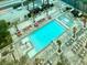 A high-angle view of the pool, and surrounding lounge area at 125 E Harmon Ave # 1003, Las Vegas, NV 89109