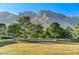 Scenic golf course view showcasing lush green landscaping and mountain views beyond the property at 1317 Fox Acres Dr, Las Vegas, NV 89134