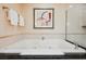 Clean bathroom featuring soaking tub with jet nozzles and silver faucet at 145 Harmon Ave # 1021, Las Vegas, NV 89109