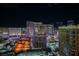 Brightly illuminated city view featuring vibrant hotels and high-rise buildings at night at 145 Harmon Ave # 1021, Las Vegas, NV 89109