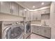 Well-equipped laundry room with modern appliances, gray cabinets, countertop, and a sink for added convenience at 1912 Glenview Dr, Las Vegas, NV 89134