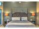 Cozy main bedroom with gray accent wall, lamps on bedside tables, and soft lighting at 1912 Glenview Dr, Las Vegas, NV 89134