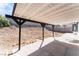 Covered patio with views of the sloped backyard and block wall at 2222 Little River Ct, Las Vegas, NV 89156