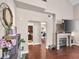Cozy living room with a fireplace and wood floors at 353 Seine Way # 0, Henderson, NV 89014
