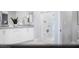 Clean bathroom featuring a double vanity and a glass-enclosed shower at 474 Ylang Pl # Lot 7, Henderson, NV 89015