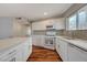 Modern kitchen featuring white cabinetry, tile backsplash, and stainless steel appliances at 5065 Atherton St, Las Vegas, NV 89120