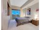 Bedroom features built-in storage and balcony offering stunning views of the surrounding city at 8255 S Las Vegas Blvd # 1907, Las Vegas, NV 89123