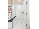 Bathroom highlighting the spacious walk-in shower and jetted tub with upscale finishes at 135 Harmon Ave # 3220, Las Vegas, NV 89109