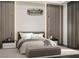 Relaxing bedroom featuring neutral tones, textured wall, and plush bedding at 3 Climbing Canyon Dr, Henderson, NV 89052