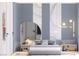 Modern bedroom featuring designer lighting, a round mirror and stylish decor accents at 3 Climbing Canyon Dr, Henderson, NV 89052
