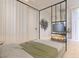Sleek bedroom featuring a fireplace, mounted TV, and four-poster bed at 3 Climbing Canyon Dr, Henderson, NV 89052