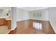 This bedroom features hardwood floors and an attached bathroom at 3728 White Lion Ln, North Las Vegas, NV 89084