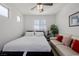 Bright bedroom featuring a modern bed frame, neutral color palette, and natural light at 537 Blanche Ct, Henderson, NV 89052