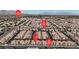 Community aerial view highlighting the home's location with streets labeled at 10035 Oak Creek Canyon Ave, Las Vegas, NV 89147