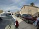 Backyard with gravel, concrete patio and detached garage at 110 Palm Ln, Las Vegas, NV 89101