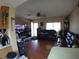 Cozy living room featuring a large leather sofa and hardwood floors at 110 Palm Ln, Las Vegas, NV 89101