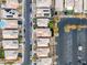 Wide aerial view showing a residential neighborhood and street parking in an urban area at 1309 Rainy Sky Ave, North Las Vegas, NV 89030