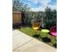 Cozy backyard featuring unique modern patio furniture and lush greenery at 228 E Van Wagenen St, Henderson, NV 89015