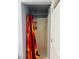 Shower with a colorful retro shower curtain and attached shower head at 228 E Van Wagenen St, Henderson, NV 89015