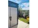 Exterior shot of a backyard storage shed with secure doors, perfect for storing tools and equipment at 228 E Van Wagenen St, Henderson, NV 89015