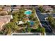 Aerial view of the neighborhood pool, playground, and gazebo at 7579 Harwich Bay Ave, Las Vegas, NV 89179