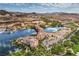Picturesque aerial view of Lake Las Vegas resort with terracotta roofs and lush greenery at 79 Rezzonico Dr, Henderson, NV 89011