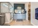 Spa-like bathroom with a glass shower, double vanity, and modern fixtures at 824 Weston Ridge St, Henderson, NV 89011