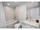 Bathroom featuring bathtub, shower, toilet, and vanity with sink and mirror at 322 Karen Ave # 1507, Las Vegas, NV 89109