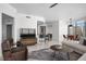 A modern living room with an open layout and sleek bar seating with views to the exterior at 322 Karen Ave # 1507, Las Vegas, NV 89109