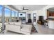 An open concept living room with modern furnishings, city views, and access to other living areas at 322 Karen Ave # 1507, Las Vegas, NV 89109