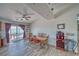 Open Dining Area features tile flooring and glass sliding doors to the backyard at 3424 Mount Charleston Dr, Pahrump, NV 89048