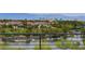 Breathtaking view of a peaceful lake framed by lush greenery and a distant city skyline at 3980 Heron Fairway Dr, Las Vegas, NV 89141