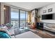 Bright living room features city views from floor-to-ceiling windows and a modern design at 4381 W Flamingo Rd # 1907, Las Vegas, NV 89103