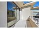 This balcony features stucco walls, views of the surrounding community, and sleek sliding glass doors at 88 Pristine Glen St, Las Vegas, NV 89135