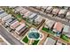 Aerial view highlighting a community playground and well-maintained backyards in a residential neighborhood at 8866 Mountain Lion Ave, Las Vegas, NV 89166
