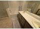 Angle view of the bathroom featuring shower, soaking tub, and double sink vanity at 9126 Haddington Ln, Las Vegas, NV 89145
