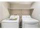 Bright laundry room features a front load washer and dryer with storage shelf above at , Las Vegas, NV 89149