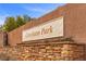 Gresham Park neighborhood signage with stone accents and mature landscaping at 2098 Valley Sand St, Las Vegas, NV 89135