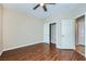 Empty bedroom with wood floors, doors, and lots of space at 2148 Shadow Canyon Dr, Henderson, NV 89044