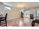 Dining area with tiled floors and sliding glass doors to the backyard and access to the kitchen at 2148 Shadow Canyon Dr, Henderson, NV 89044